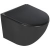 Kerra Delos čierna toaleta so sedadlom, bez okrajov, NODO