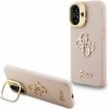 Guess PU Grained 4G Logo Stand Camera Frame zadný kryt pre iPhone 16 Pink