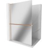 Mexen Kioto+ L sprchová stena s poličkou Walk-in 100 x 200 cm, zrkadlo, brúsená meď - 800-100-123-65-50