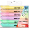 Zvýrazňovač Kores High Liner Pastel, 6 farieb