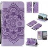 Peňaženkové kožené puzdro MANDALA na Xiaomi Redmi Note 10 5G - Fialová