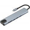 AppleKing bYL-2017L 8v1 hub - slot na SD / TF kartu / RJ45 / HDMI / 2x USB-C / 2x USB-A na USB-C - sivý - možnosť vrátiť tovar ZADARMO do 30tich dní