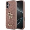 Guess PU Fixed Glitter 4G Metal Logo Zadní Kryt pro iPhone 17 Pink