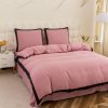 Posteľné obliečky zo syntetickej bavlny - ružové s čiernym lemom 4 časti: 1ks 160x200 + 2ks 70x80 + plachta