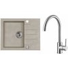 Alveus SET A401 Pebble 02 / Brúsená oceľ SETA401 - Drez Granitový Rock 30 - 595x475mm, vanička 320x400x160mm, Pebble 02 + bateria Elza, Brúsená oceľ