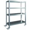 Pojazdný regál s kolieskami Biedrax, pozink - 60 x 150 x 110 cm, 4 police