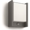 Philips myGarden - Nástenné vonkajšie LED svietidlo 17x22 cm, 4000 K, 6 W, so senzorom, antracit 915005193902