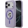 Karl Lagerfeld Liquid Silicone Karl and Choupette MagSafe Zadný Kryt pre iPhone 17 Pro Purple KLHMP17LSCMKCRHU