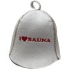 NATUR Čiapka do sauny Biela + červený nápis, plsť
