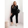 Kesi dámsky komplet z viskózy s ozdobným motívom a nohavicami čierny