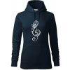Husľový kľúč kvety - Mikina dámská Cape s kapucí - XL ( Tmavomodrá (veľmi tmavá - skoro čierna) )