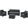KETER EMMA 3 SEATER SOFA SET SMOOTH ARMS WITH STORAGE TABLE antracit/sivá
