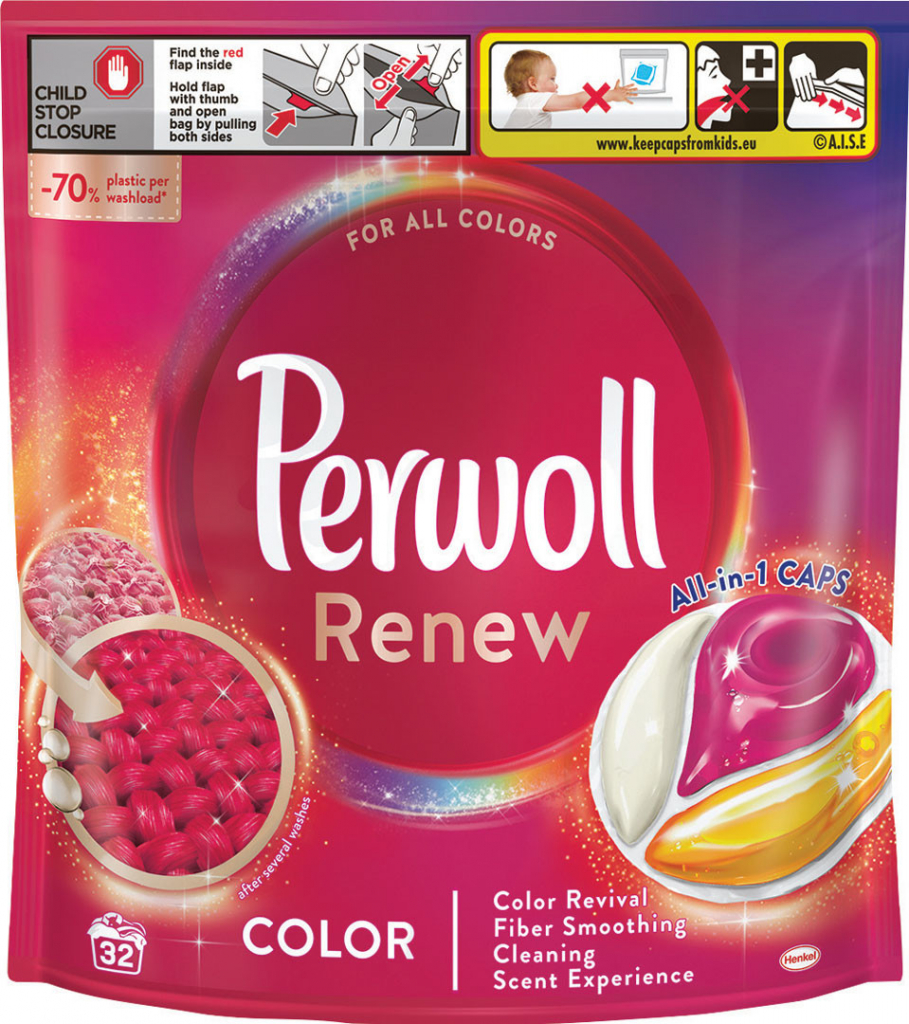 Perwoll pracie kapsuly Renew & Care Caps Color 32 ks