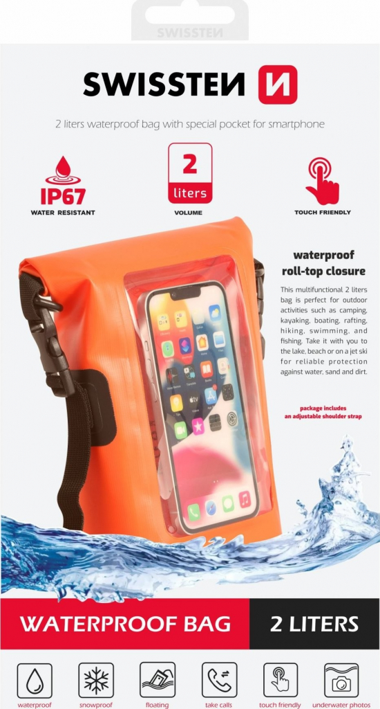 Swissten Waterproof vodotesné oranžové 2 L