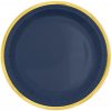 Party Tmavomodrý papierový tanier so zlatým lemom Classic Gold 18 cm - 6 kusov