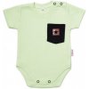 Baby Nellys Bavlnené rebrované body s kapsičkou kr. rukáv Summer Boy zelené