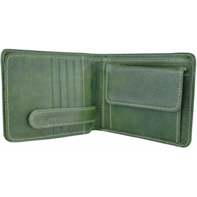 pánska peňaženka z prírodnej kože č.7992 v zelenej ručne tamponovaná pravá koža