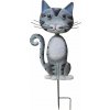 Záhradná dekorácia Mecco Mačka, plech, sivá, zapichovacia, 25,5x3,5x61 cm