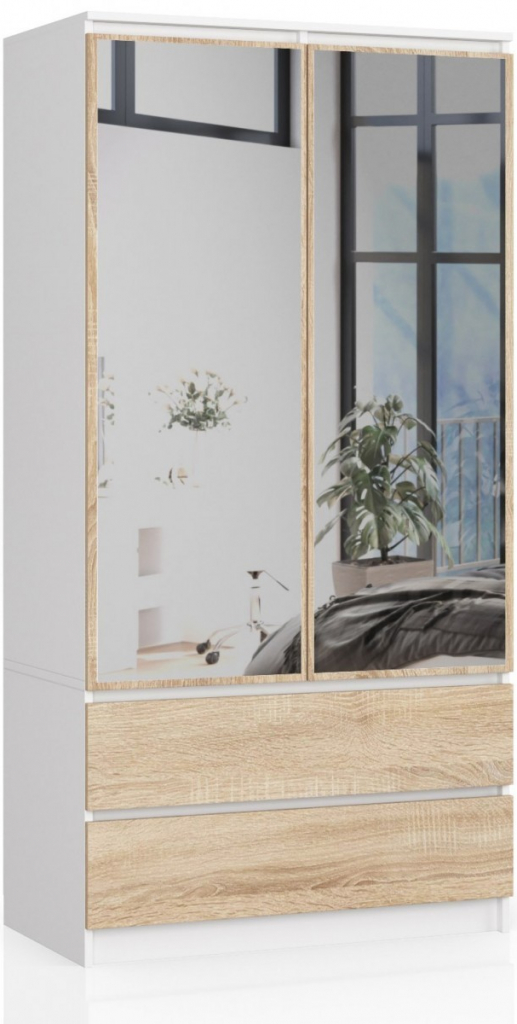 Ak furniture Star so zrkadlom 90 cm biela/sonoma