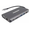 Prevodník PREMIUMCORD USB3.1 typ C na HDMI+VGA+RJ45+2xUSB3.0+SD karta +3,5 mm+PD nabíjanie