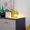Lindby LED dobíjacia stolná lampa Nevijo, žltá, Ø18cm, USB, stmievač - 10012949