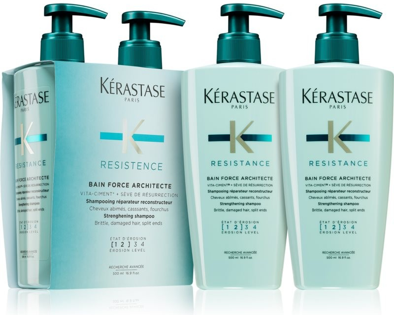 Kérastase Résistance Bain Force Architecte šampón s posilňujúcimi účinkami pre oslabené a ľahko poškodené vlasy 2x500 ml