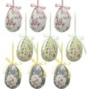 9ks dekorácia závesné vajíčko s kvetmi Spring Egg - Ø 5*7cm - Clayre & Eef