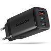 AXAGON ACU-DPQ65 GaN Wall charger, 3x port (USB + dual USB-C), PD3.0/QC4+/PPS/Apple, 65W, black