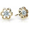 Detské náušnice Danfil kvetiny C1947 zo žltého zlata, White, zapínanie puzeta