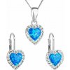 PAVONA Sada šperkov so syntetickým opálom a krištálmi Preciosa náušnice a prívesok modré srdce 39161.1