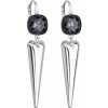 Evolution Group Strieborné náušnice visiace s krištáľmi Swarovski čiernej 31243.3, darčekové balenie