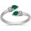 Nefertitis Prsteň strieborný s brúseným smaragdom a zirkónmi Ag 925 016430 EM - 59 mm (US 9), 2,1 g
