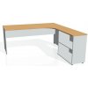 Hobis Pracovný stôl Gate, ergo, ľavý, 180x75,5x200 cm, buk/sivá
