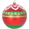 MagicHome Gule 4 ks červeno zelené s ornamentami na vianočný stromček 10 cm