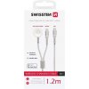 SWISSTEN POVLÁKNENÝ MAGNETICKÝ KÁBEL 2v1 PRE APPLE WATCH A OSVETLENIE, USB-C 1,2 M WHITE