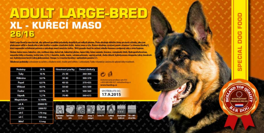 Bardog Super prémiové Adult Large Breed 26/16 15 kg