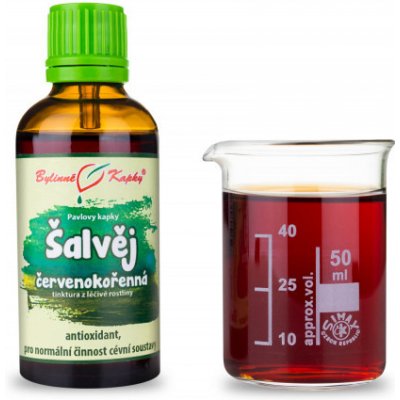 Bylinné kapky Šalvia červenokorenná Dan Shen bylinné kvapky tinktúra 50 ml