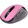 C-TECH myš WLM-02, černo-růžová, bezdrátová, 1600DPI, 6 tlačítek, USB nano receiver