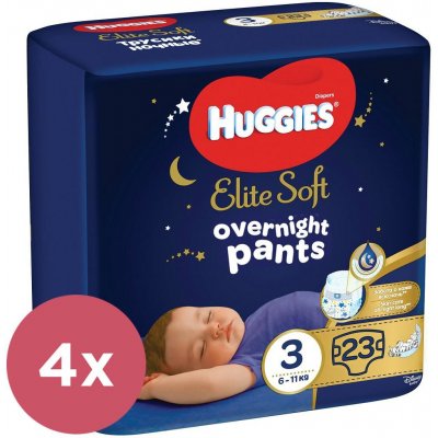 4x HUGGIES® Elite Soft Pants OVN Nohavičky plienkové jednorazové 3 (6-11 kg) 23 ks VP-F172374