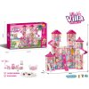 Mamido Mamido Domček pre bábiky so svetlami LED, doplnkami a bábikou 368 dielikov ružový MT1585