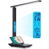 LED stolná lampa s hodinami, budíkom a teplomerom, 3 farby svetla