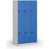 Šatníková skrinka S1 s úložnými boxmi, 6 boxov, 1850 x 900 x 500 mm, demont, kódový zámok, modré dvere