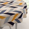 Biante Bavlnený okrúhly obrus Sandra SA-751 Veľké cik-cak modro-žlto-krémové pruhy Ø 70 cm
