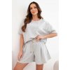 Kesi Dámsky viskózový maslový set s krátkym rukávom, nohavicami a rozšírenými nohavicami v mätovej farbe Farba: Sivá, Veľkosť: UNI
