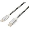 Kábel GoGEN USB-C / Lightning, 1m, opletený (USBC8P100MM24) strieborný