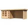 LANIT PLAST drevený domček KARIBU KERKO 3 + prístavok 280 cm vrátane zadnej a bočnej steny (82938) natur LG2962 – cena za ks