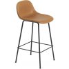 Muuto Fiber Stool 65cm s opierkou tube base + cognac leather