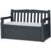Keter Eden Garden Bench SE 610215 - Záhradná lavica s podrúčkami a úložným priestorom, 127 x 48,26 x 38,1 cm, šedá