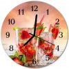 Sklenené hodiny okrúhle Jahody fi 30 cm