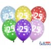 PartyDeco balóniky farebné metalické 25. narodeniny (6 ks, náhodné farby)